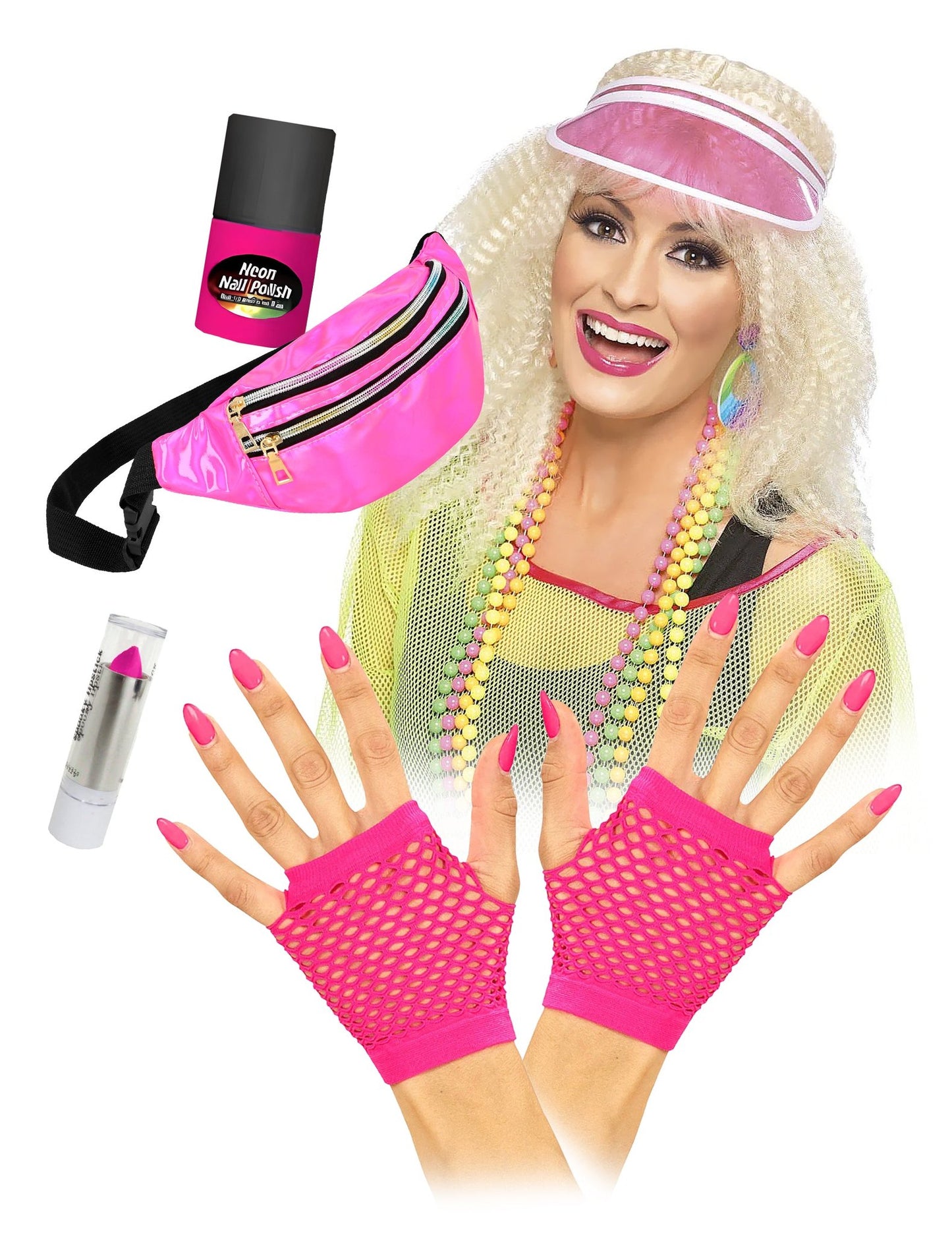 Kit de acessórios rosa choque para adultos