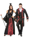 Disfarce de casal vampiro vermelho e preto Halloween