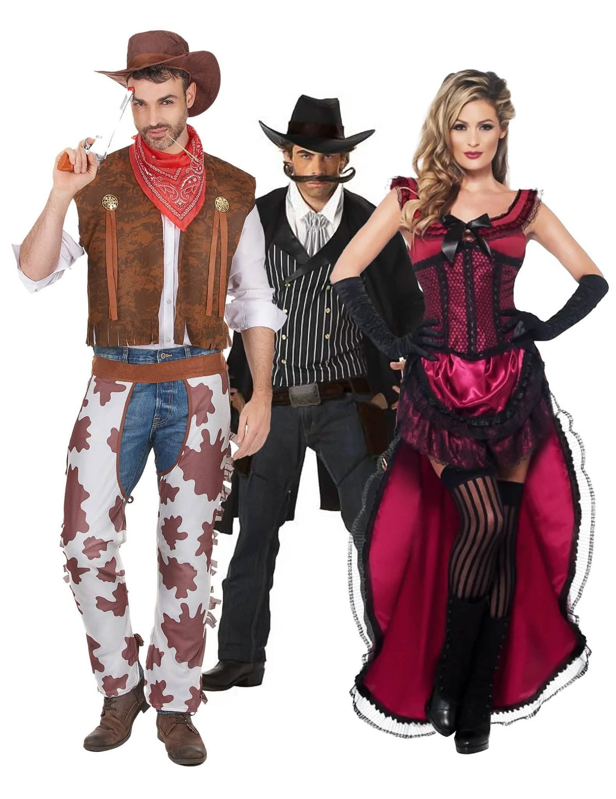 Fato de cowboy e dançarino de saloon para adulto