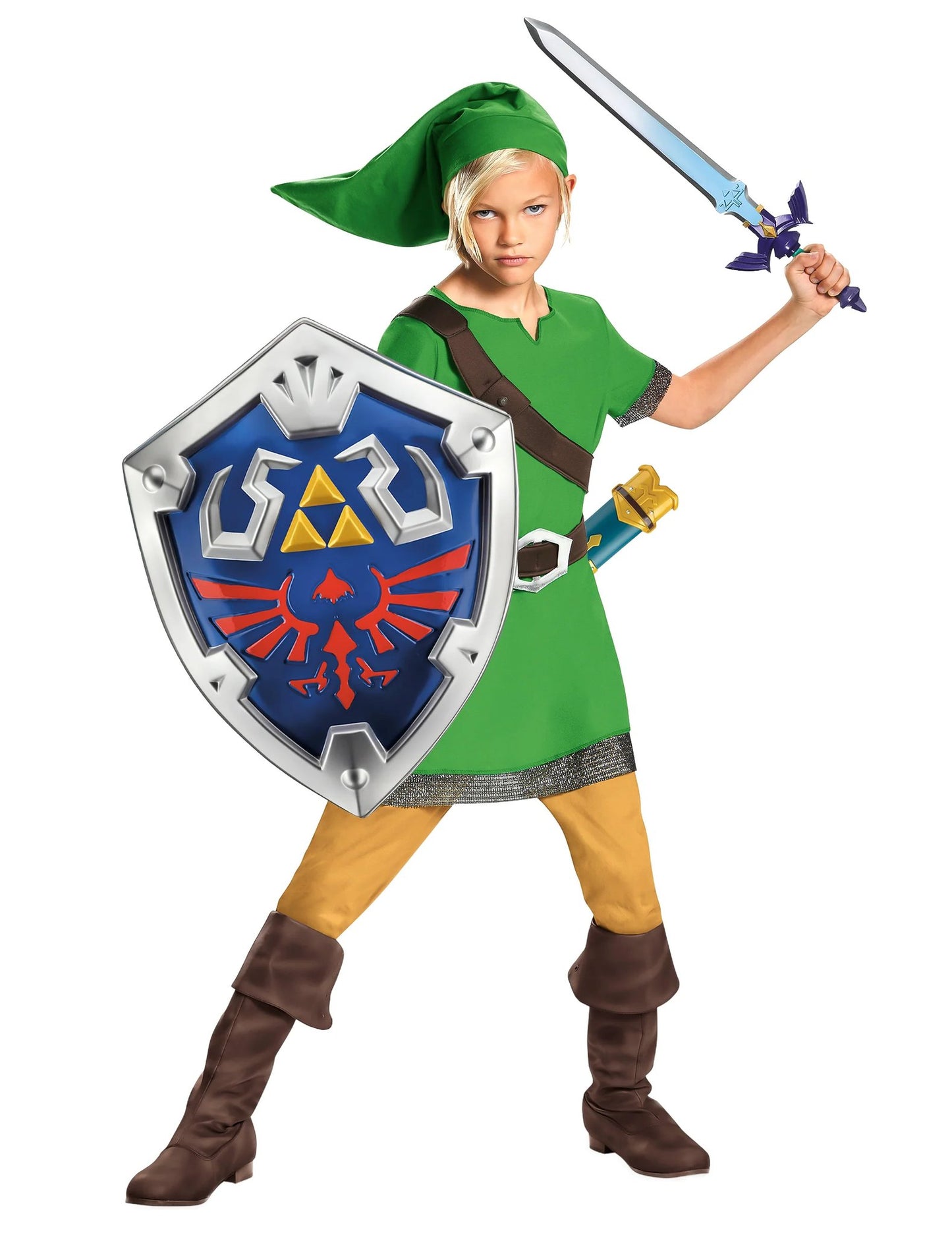 Kit de fantasia Link Zelda™ para criança com escudo e espada