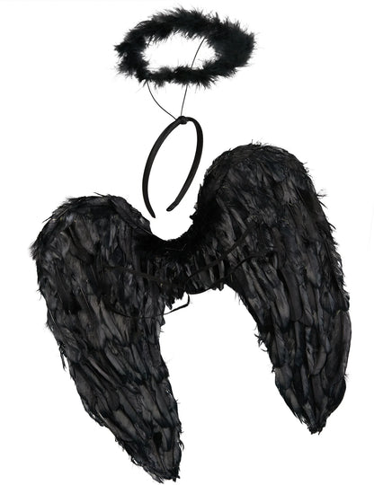 Kit de acessórios anjo negro adulto