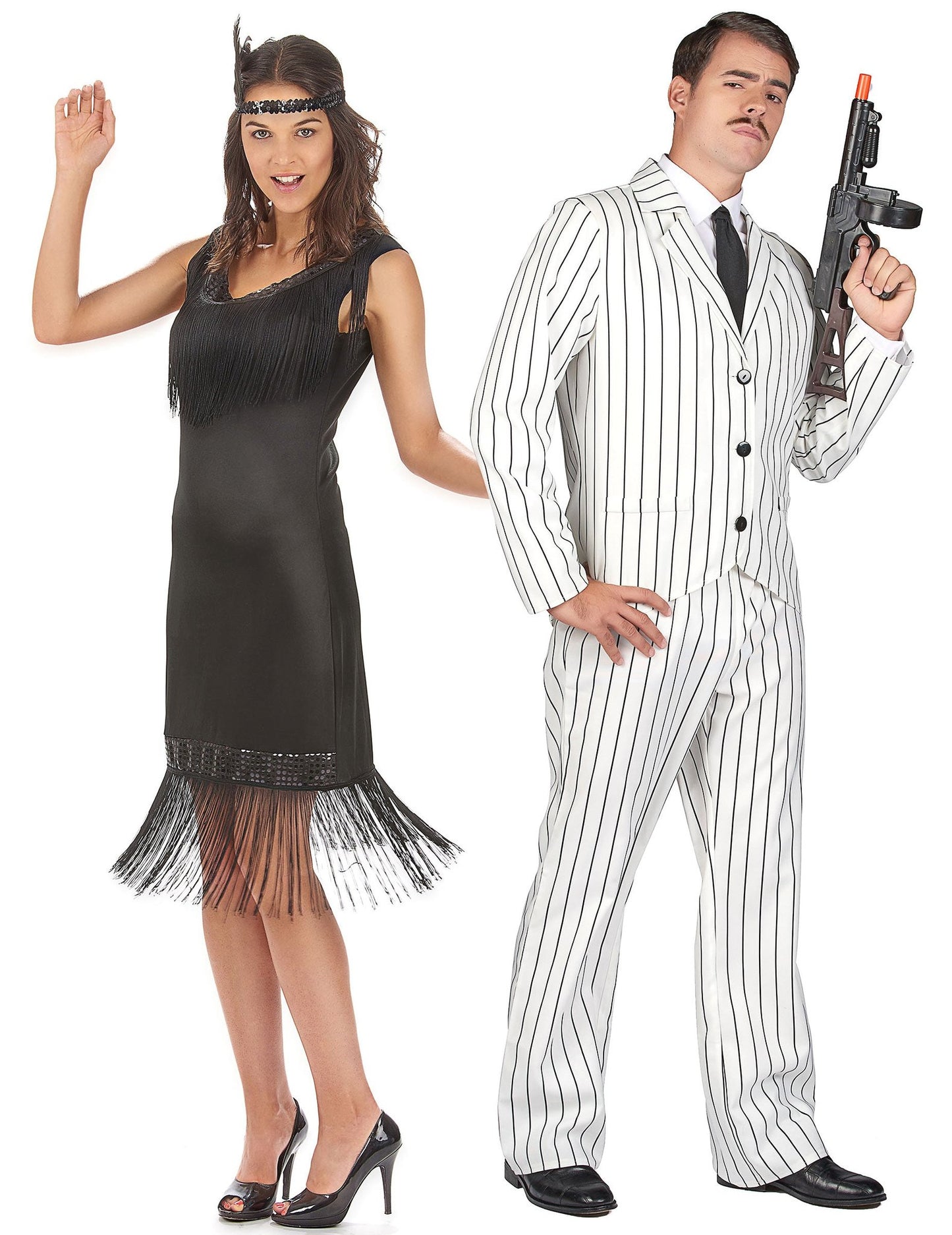 Disfarce de casal gangster e charlestone adultos