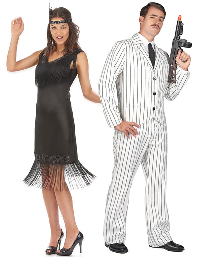 Disfarce de casal gangster e charlestone adultos