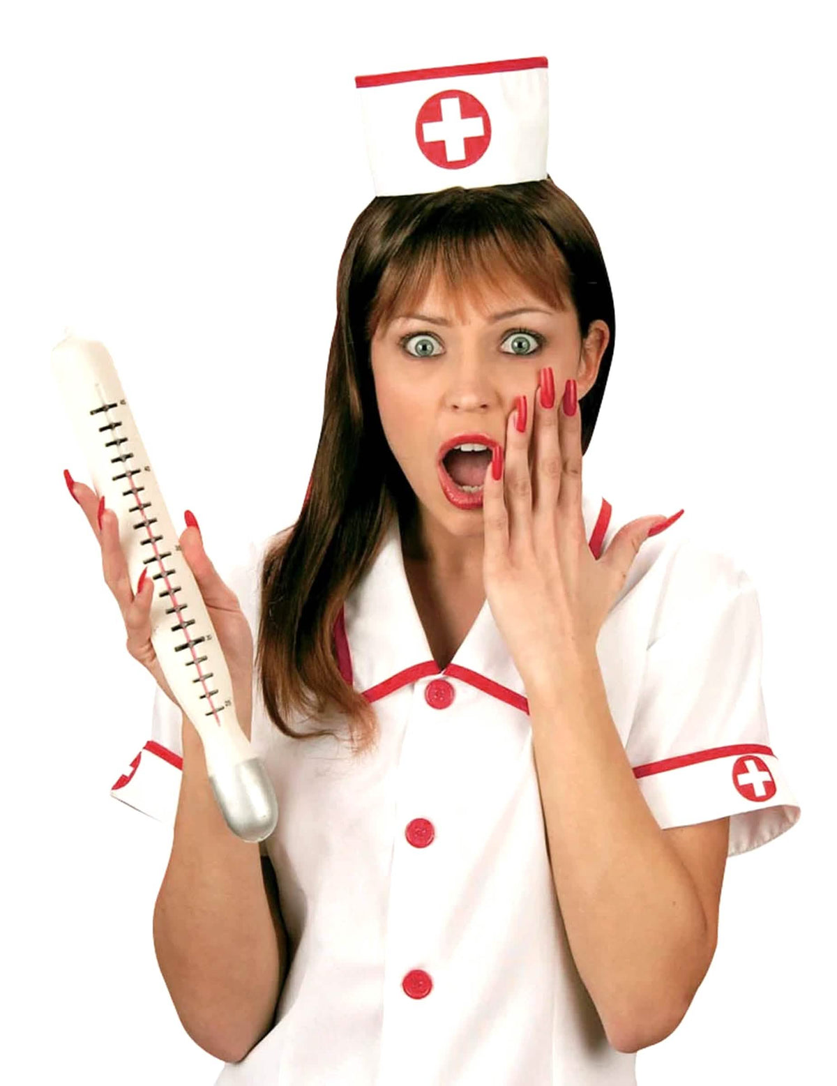 Thermomètre géant d'infirmière pour adulte blanc et gris