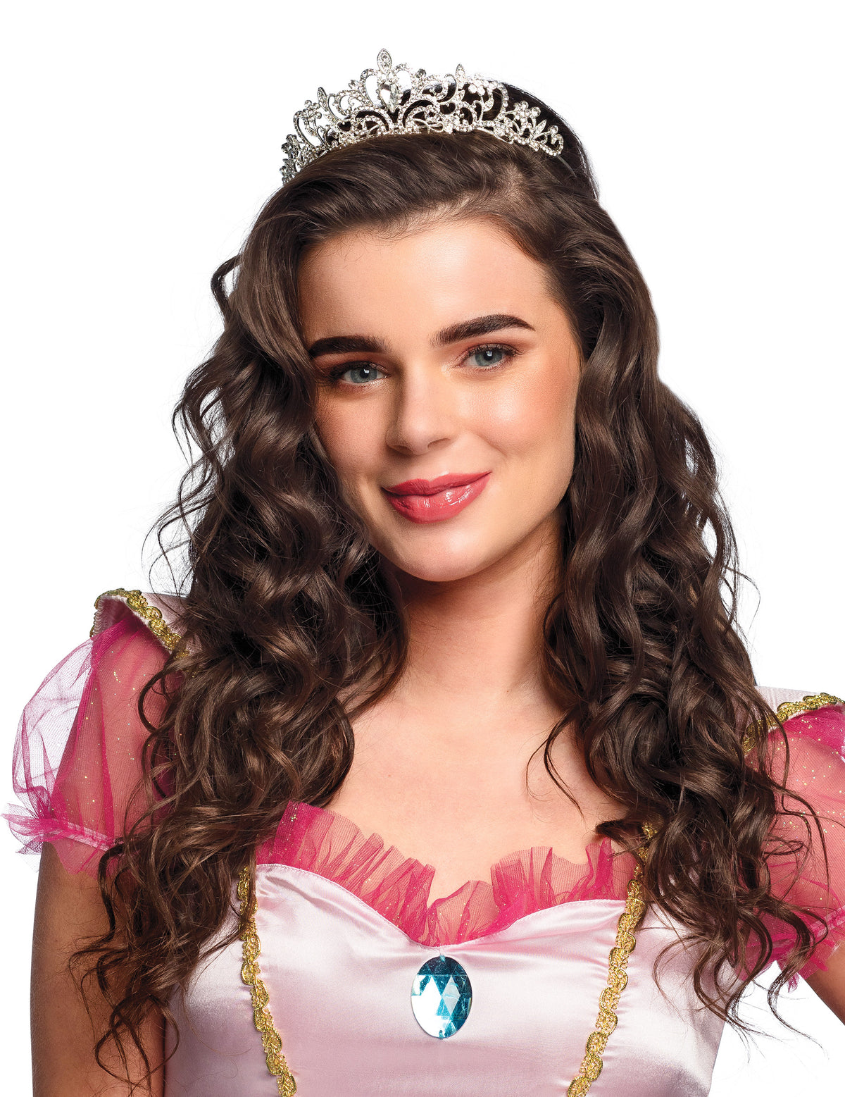 Tiare princesse métallique à strass pour femme argentée
