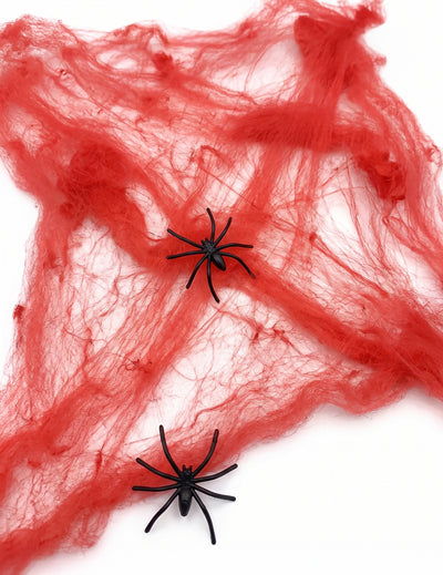 Teia de aranha vermelha com aranhas 20 g Halloween