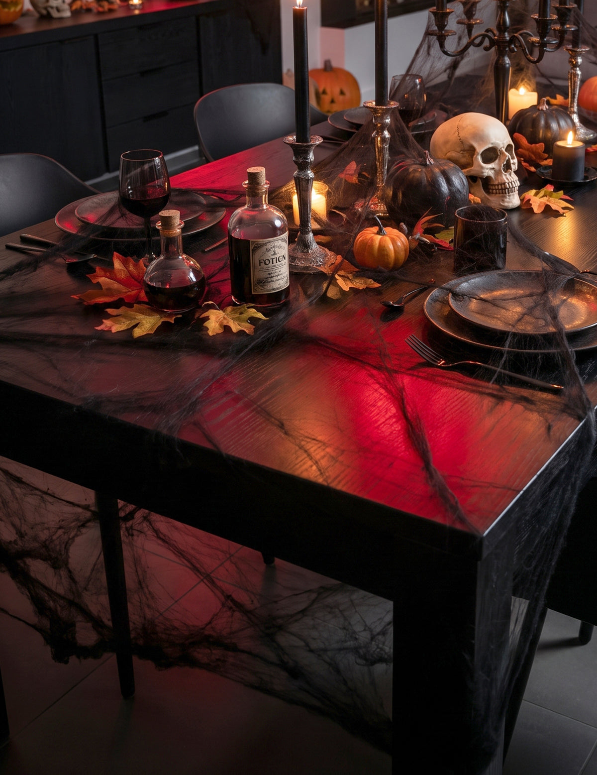 Teia de aranha preta com aranhas 20 g Halloween