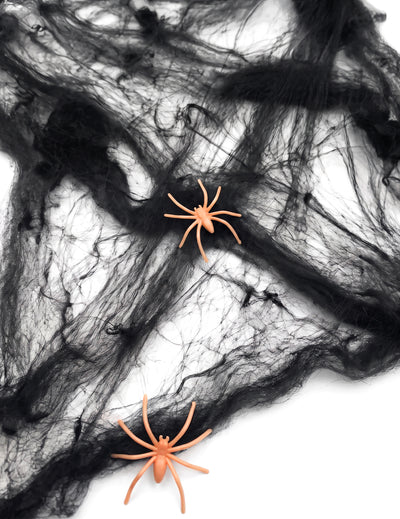 Teia de aranha preta com aranhas 20 g Halloween