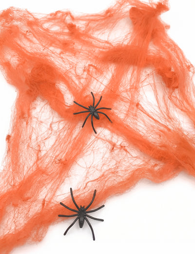 Teia de aranha laranja com aranhas 20 g Halloween