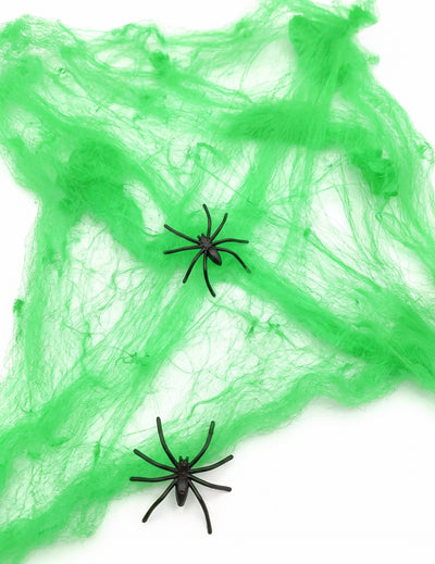 Teia de aranha verde com aranhas 20 g Halloween