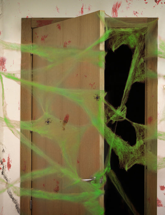 Teia de aranha verde com aranhas 20 g Halloween