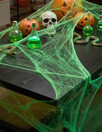 Teia de aranha verde com aranhas 20 g Halloween