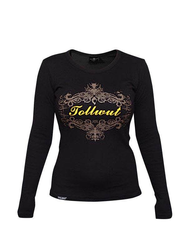 Sweat-shirt Tollwut DARE pour femme noir avec logo jaune et marron