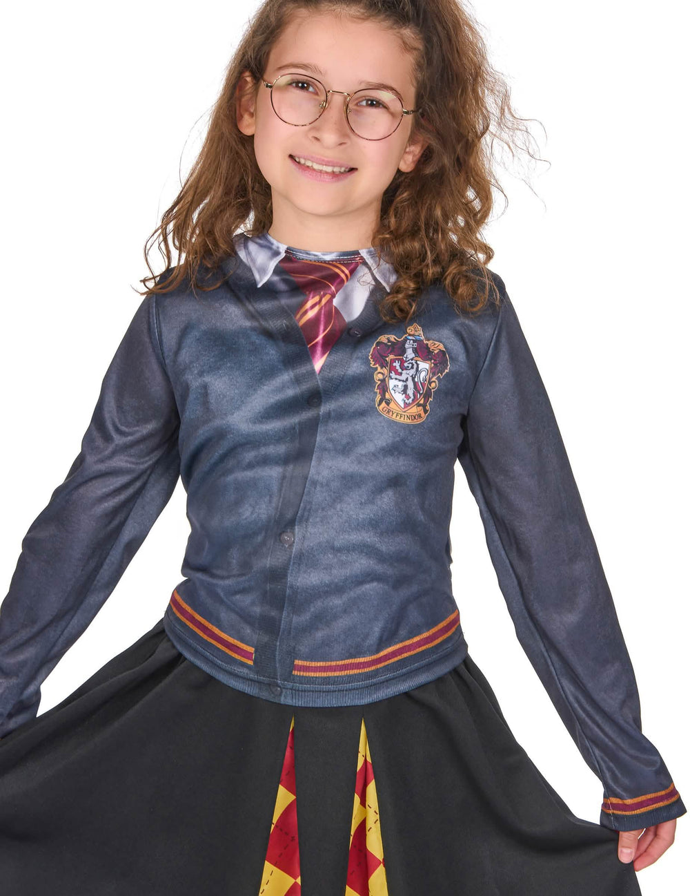 Vista frontal do topo com saia Gryffindor Harry Potter