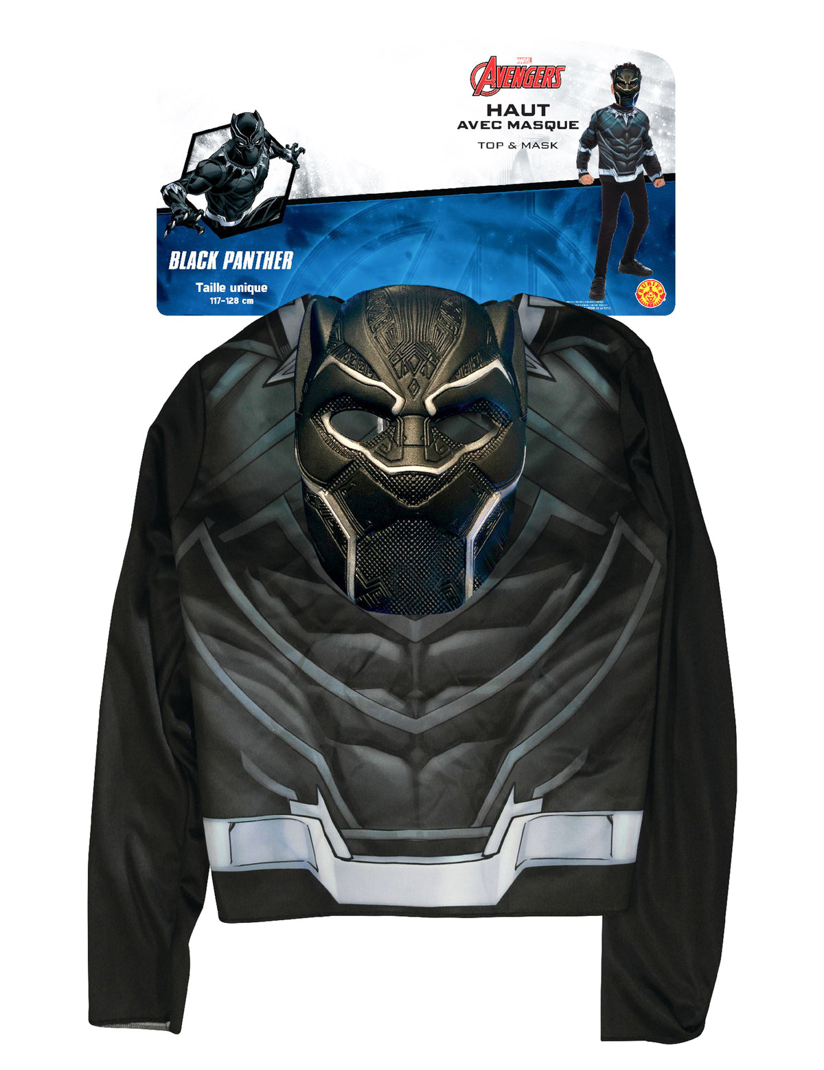 Vue de face à plat du top avec masque Black Panther