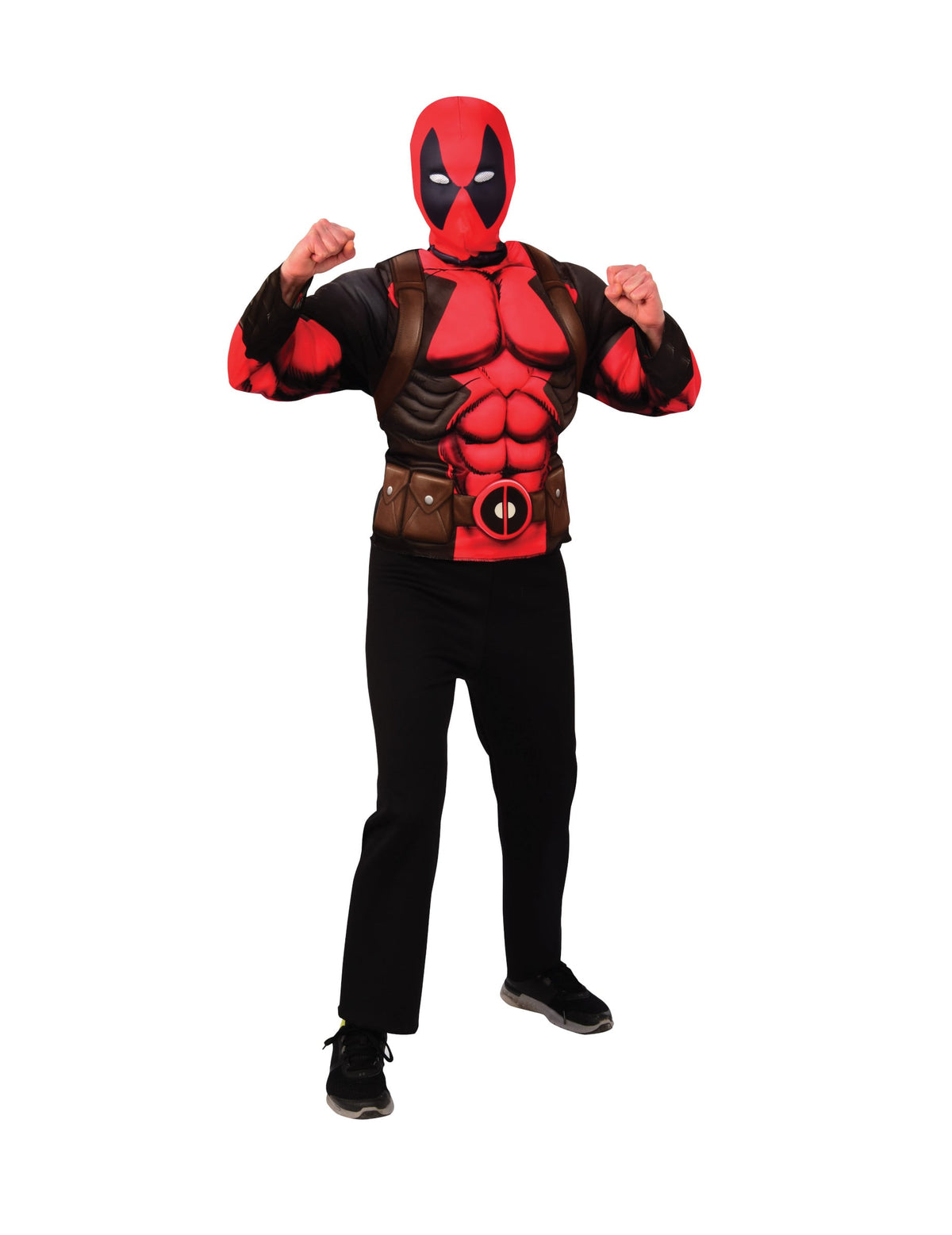 Top et cagoule Deadpool pour adolescent rouge et noir avec buste musclé
