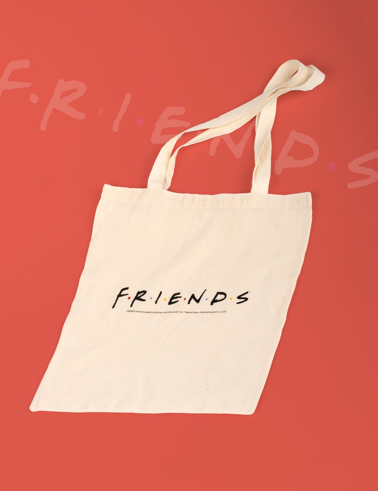 Vue de face du tote bag en coton Friends