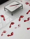 Traces de pieds sanglantes adhésives pour décoration d'Halloween rouge