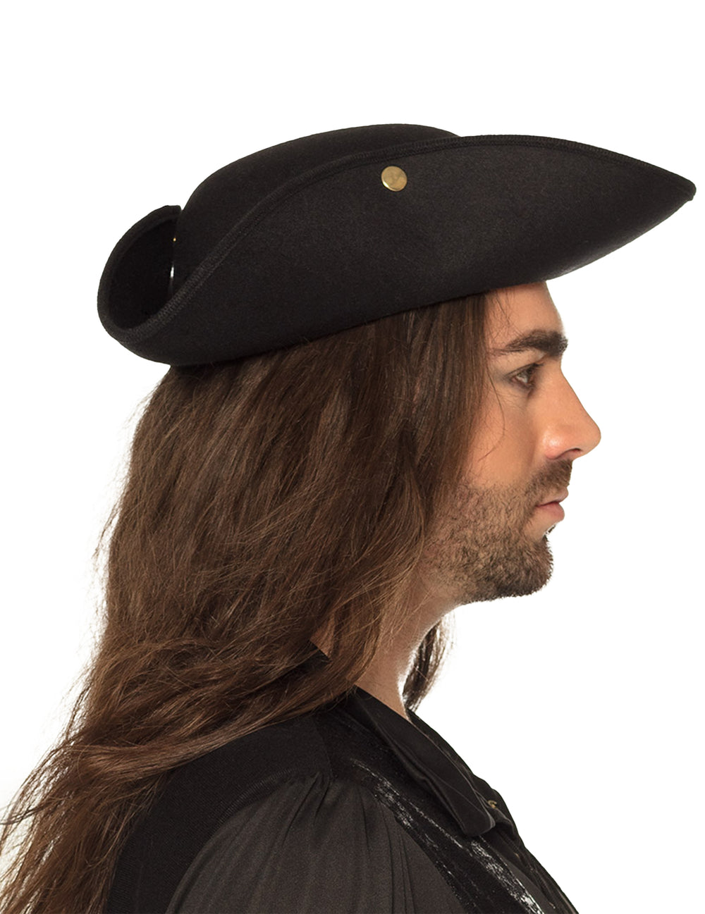 Vue de profil du Tricorne pour adulte noir