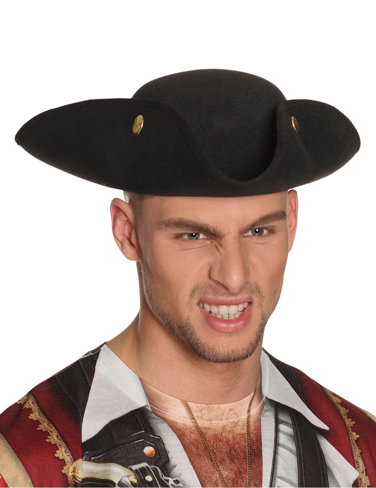 Vue de face du Tricorne pour adulte noir
