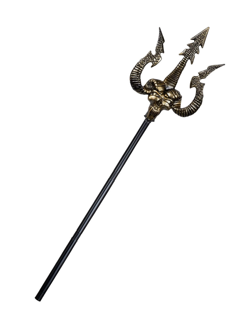 Tridente satânico para adulto preto e dourado com crânio