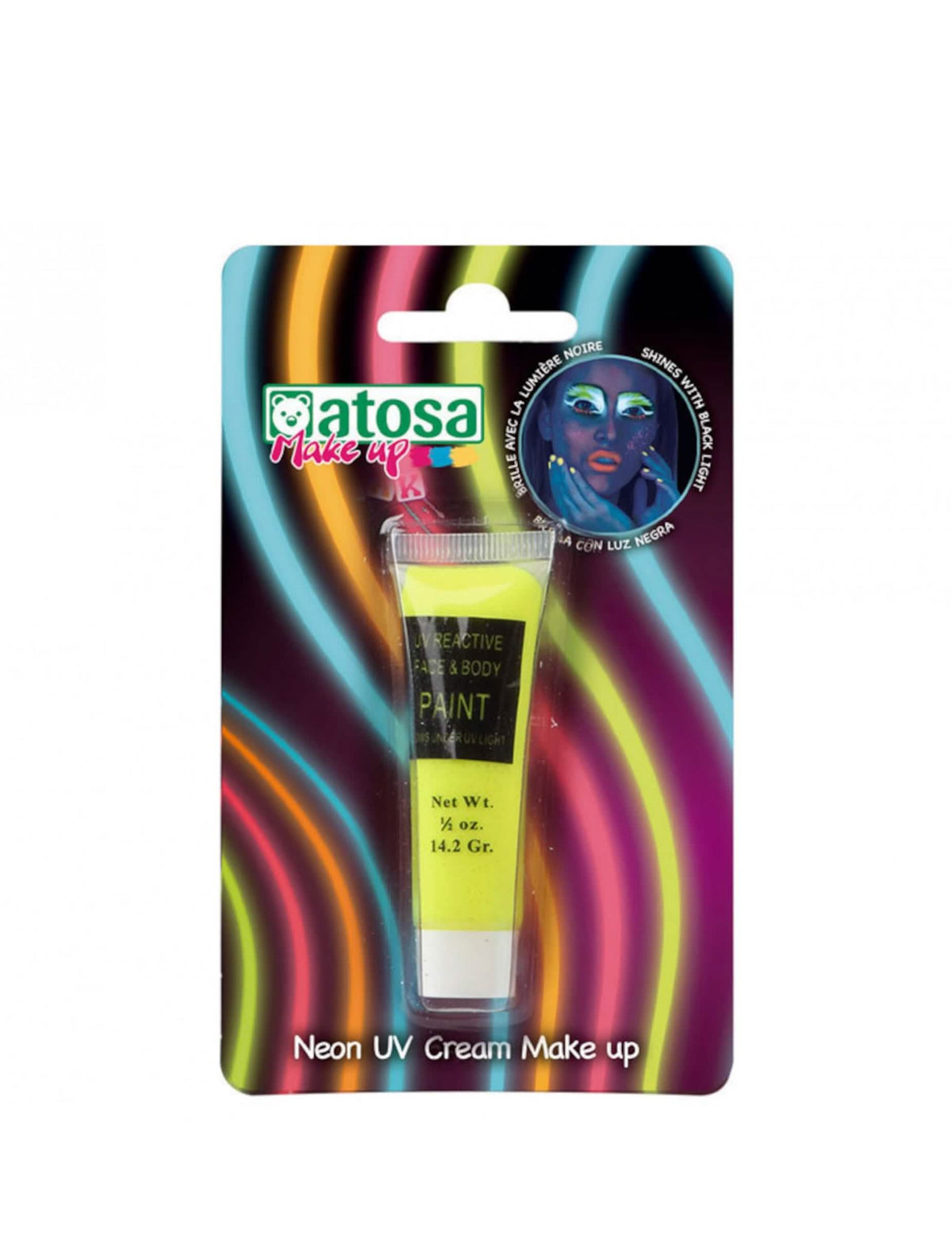 Tubo de maquilhagem amarelo néon UV