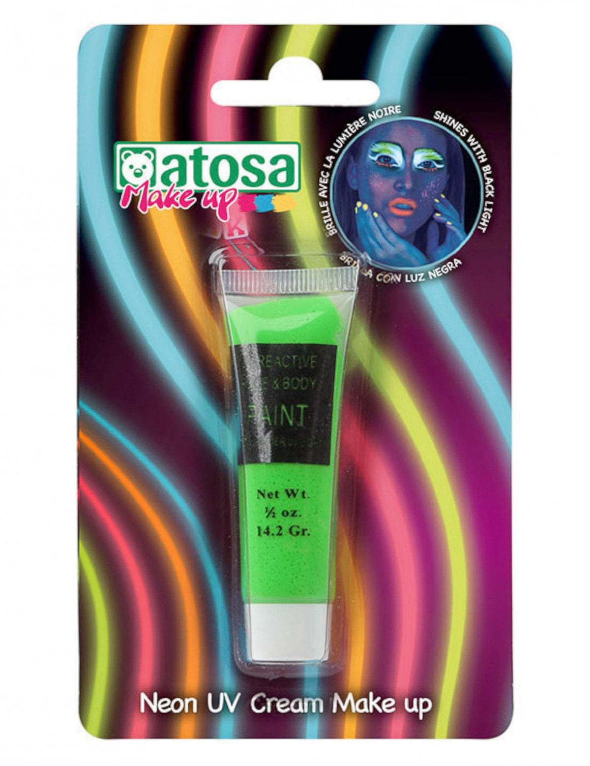 Tubo de maquilhagem verde néon UV