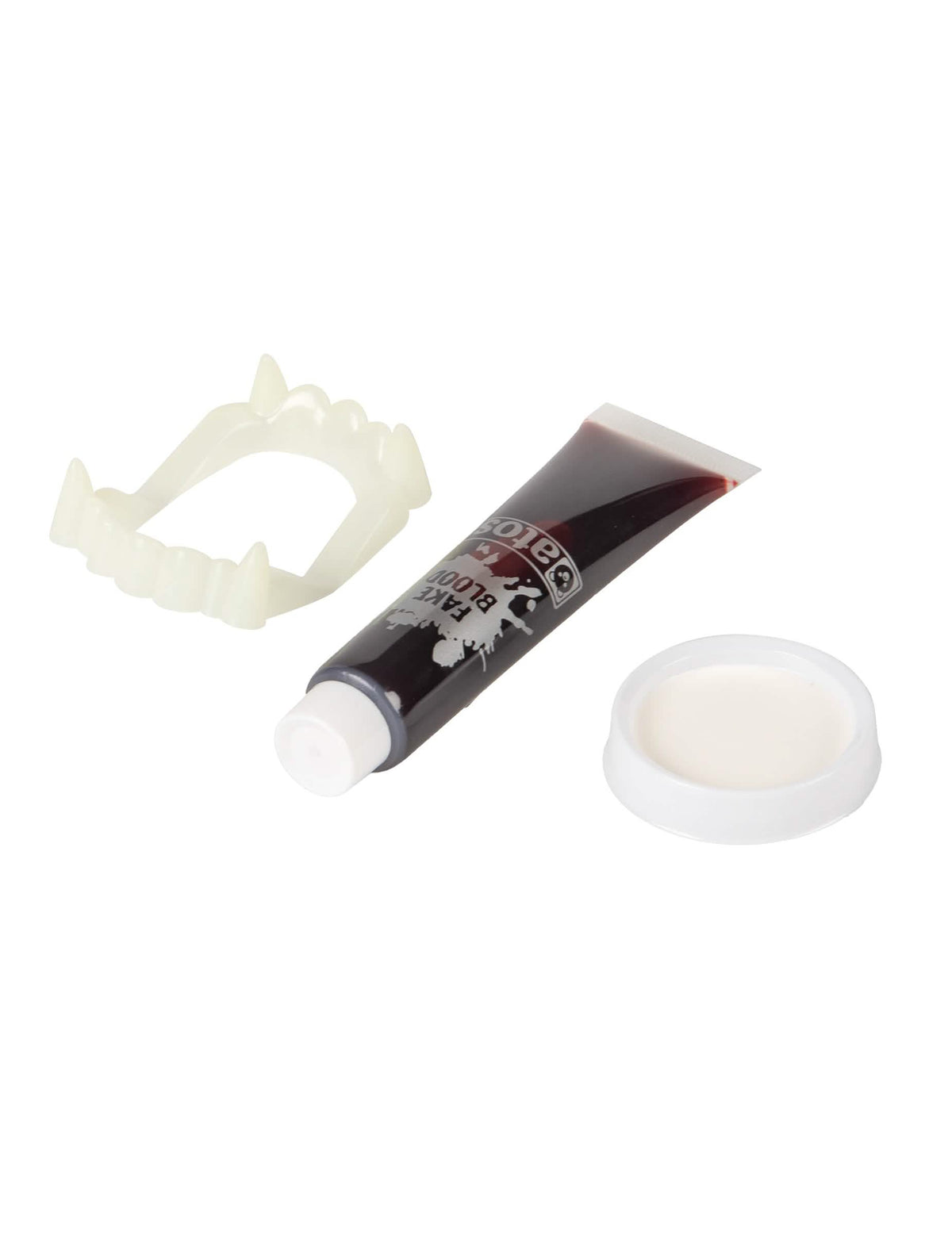 Tube de sang avec dentier Halloween pour adulte rouge et blanc