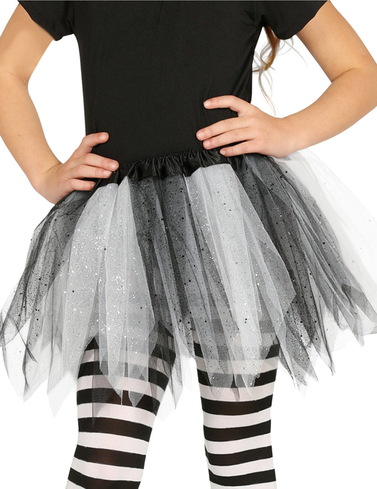 Tutu bicolore pour fille noir et blanc à paillettes