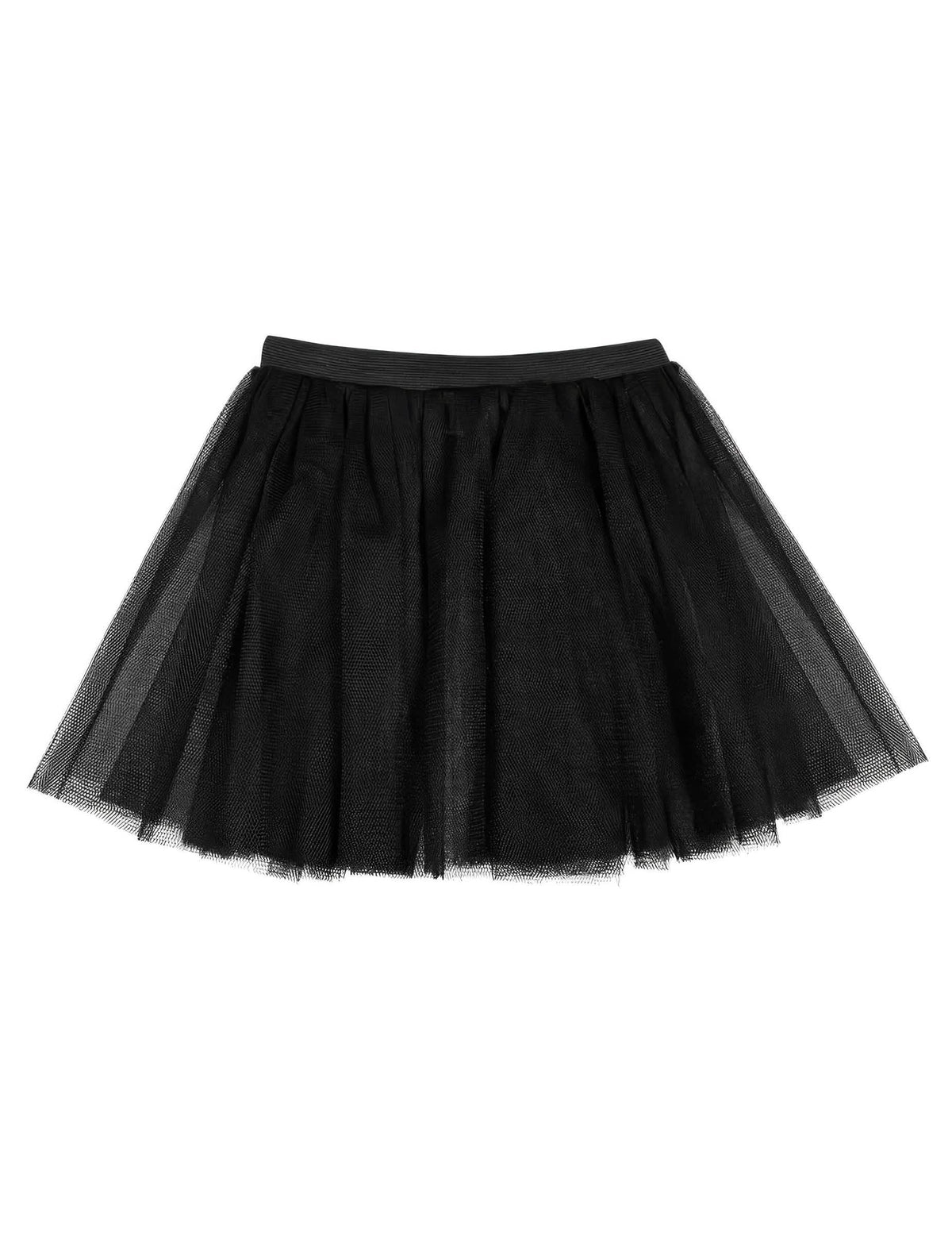 Vista frontal da saia de tule para menina preto