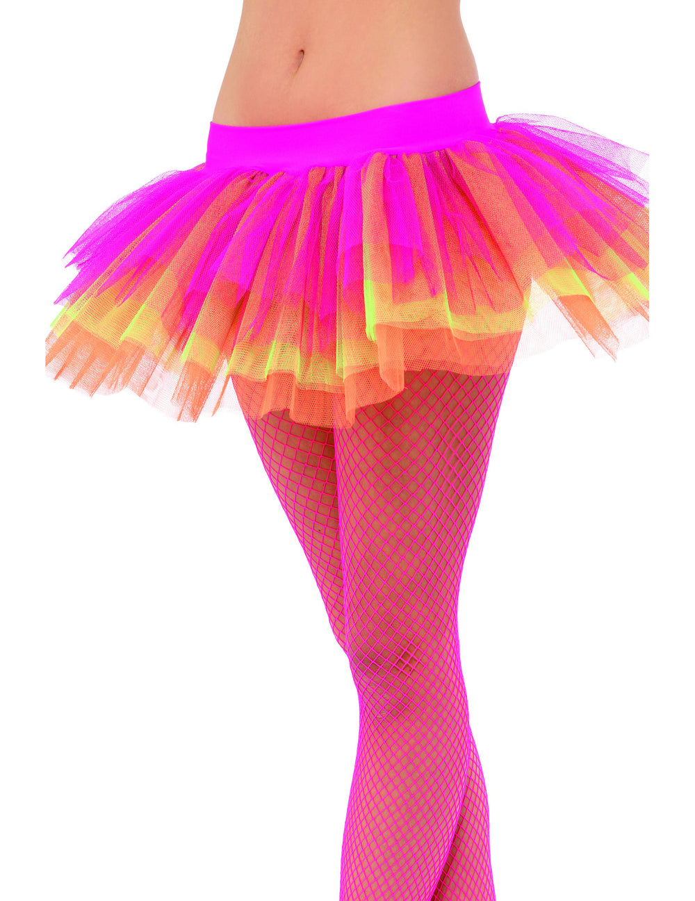 Tutu de ballerine pour femme multicolore fluo rose orange et jaune