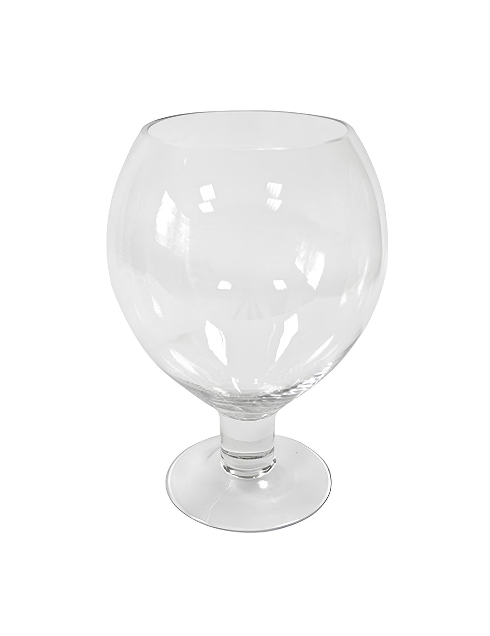 Vase ballon en verre transparent sur pied