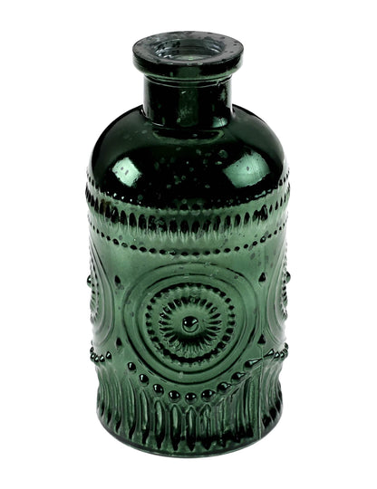 Jarra vintage brilhante em vidro verde abeto 6 x 12 cm