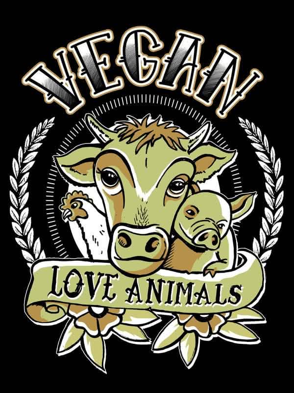 Grande plano sobre o motivo da T-shirt Vegan Love Animals