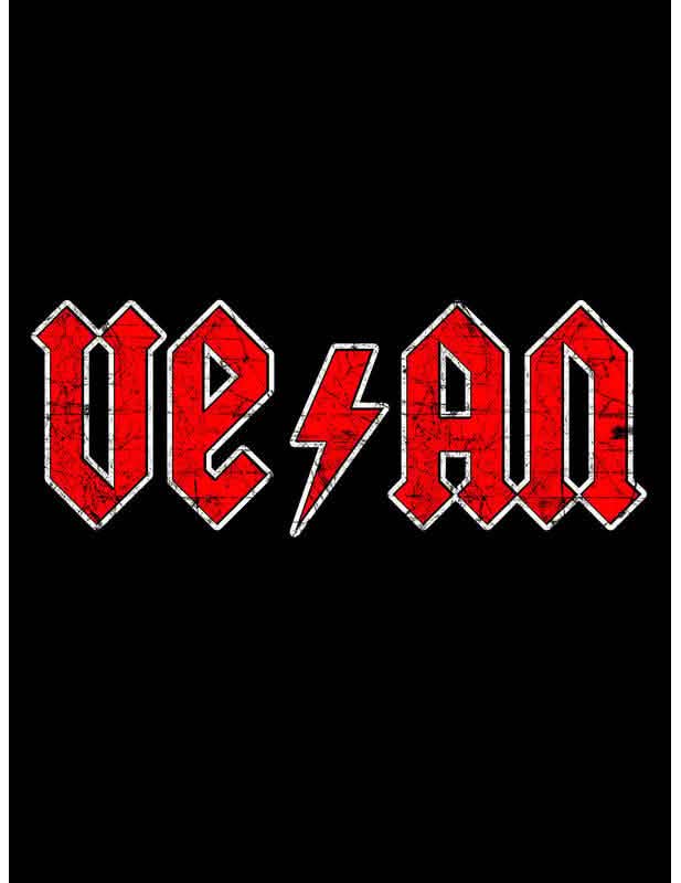 T-shirt Vegan para mulher preto com logótipo vermelho estilo rock