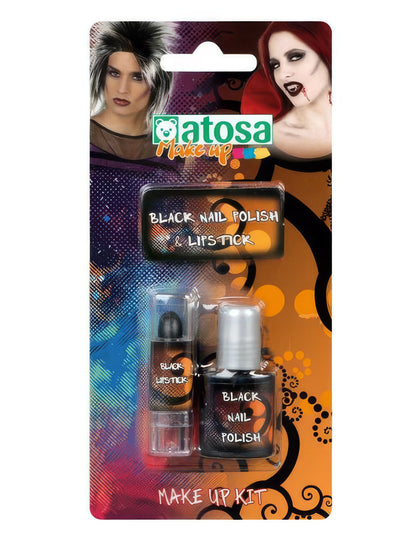 Verniz e batão de cor preta adulto Halloween
