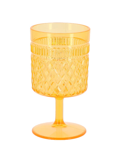Verre à pied en plastique orange avec motifs en relief
