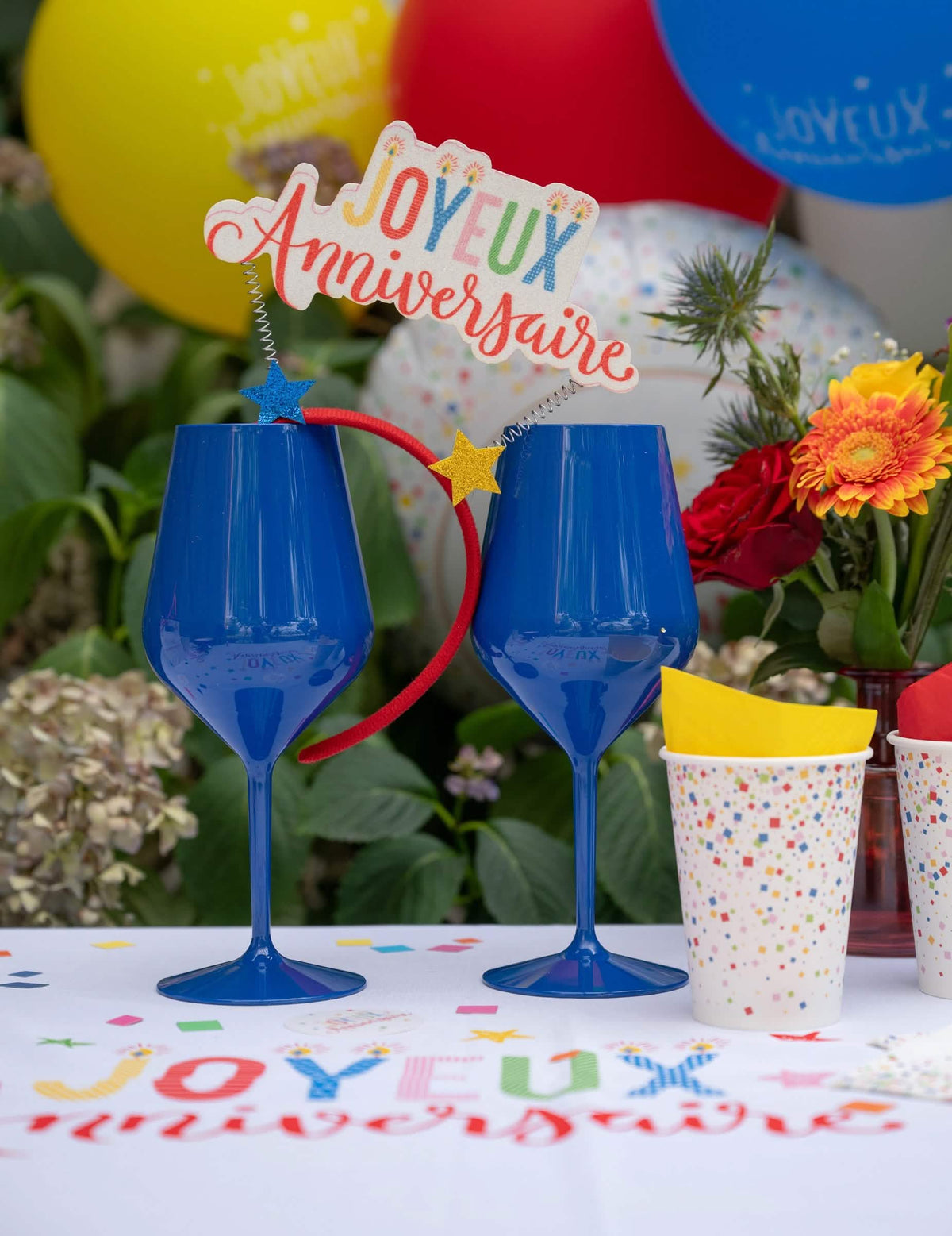 Copo de vinho com pé azul-escuro 47 cl