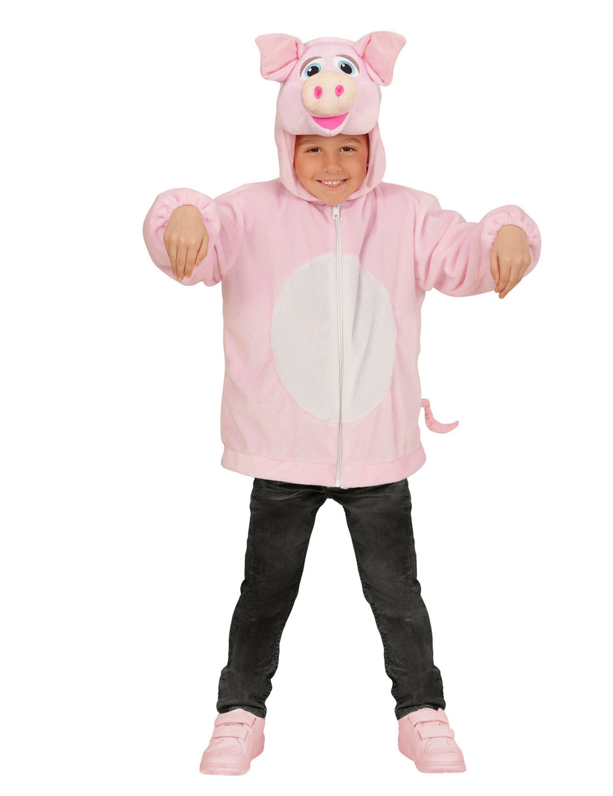 Veste à capuche cochon pour enfant rose avec oreilles et groin