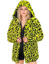 Casaco com capuz com estampado de leopardo amarelo para adultos