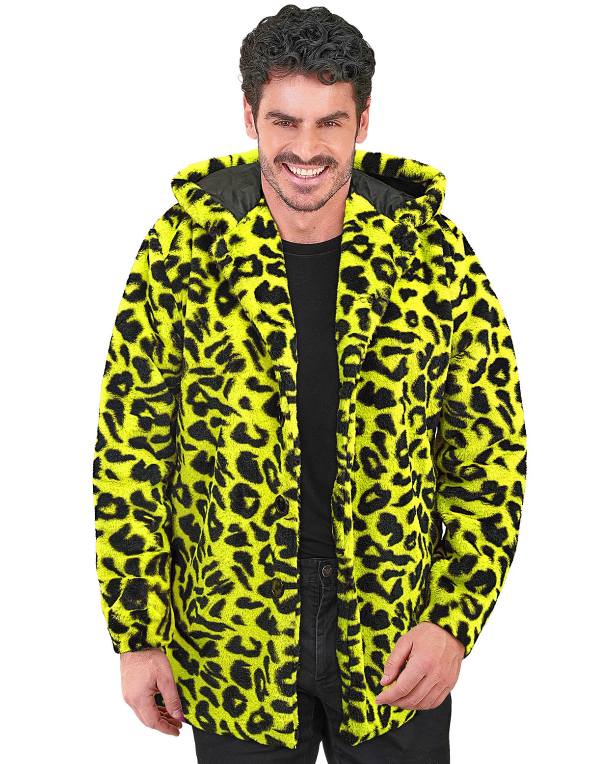 Casaco com capuz com estampado de leopardo amarelo para adultos