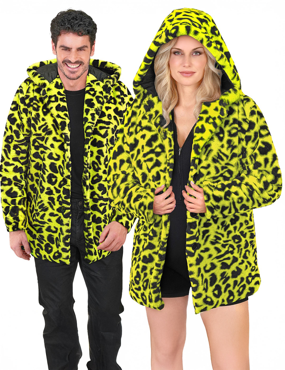 Casaco com capuz com estampado de leopardo amarelo para adultos