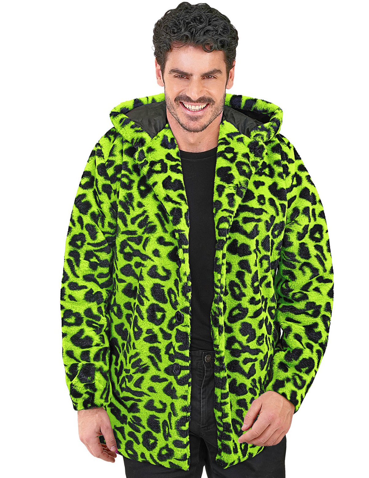 Casaco com capuz com estampado de leopardo verde para adultos