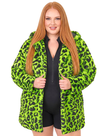 Veste à capuche léopard vert adulte