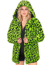 Casaco com capuz com estampado de leopardo verde para adultos
