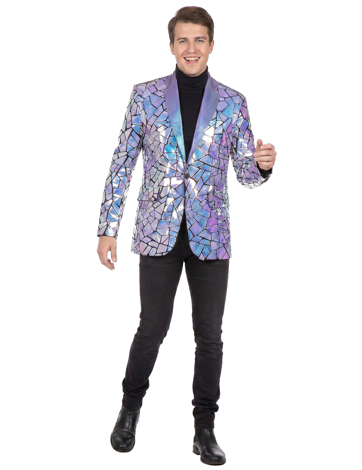 Casaco holográfico strobo de luxo para homem