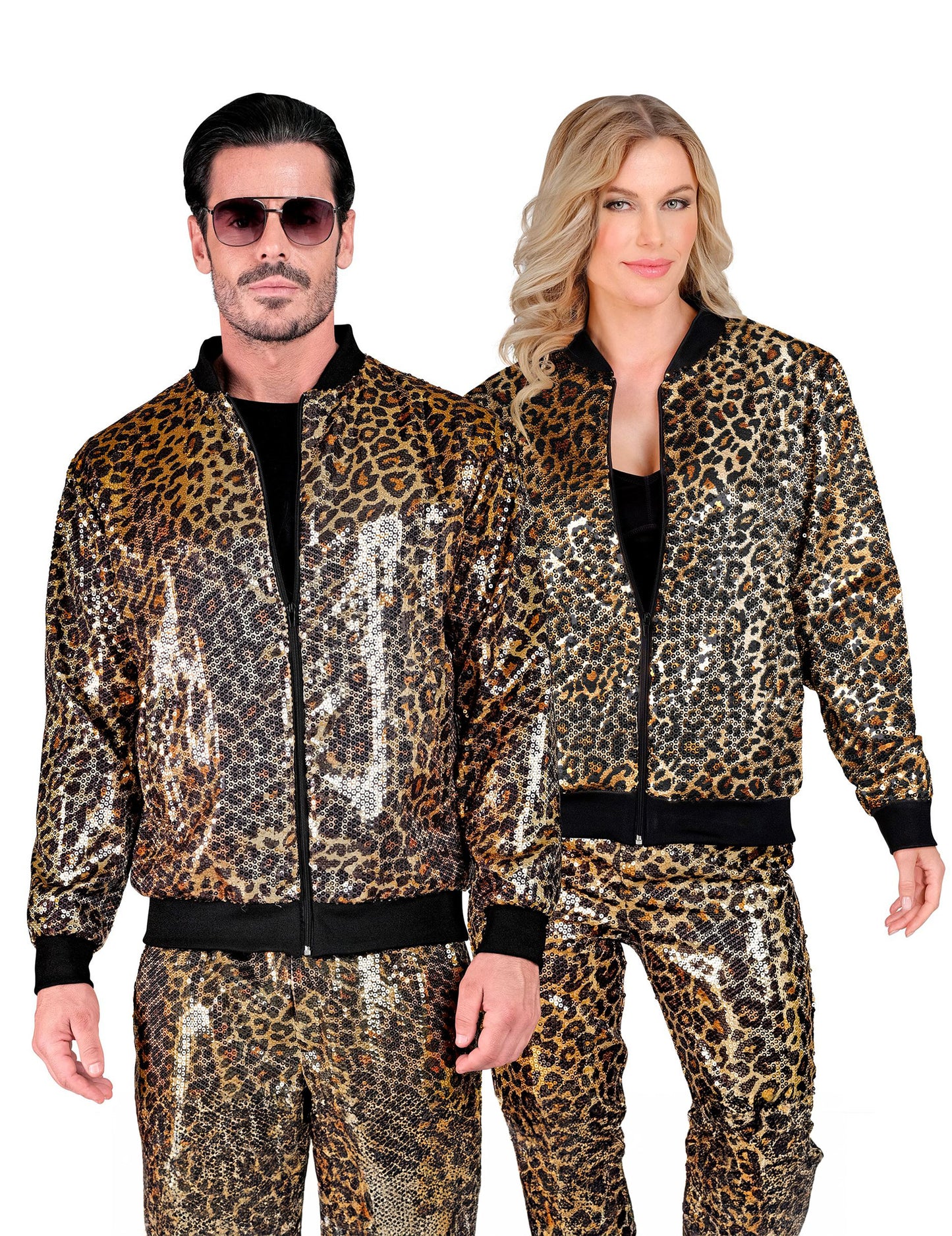 Casaco com lantejoulas de leopardo para adultos