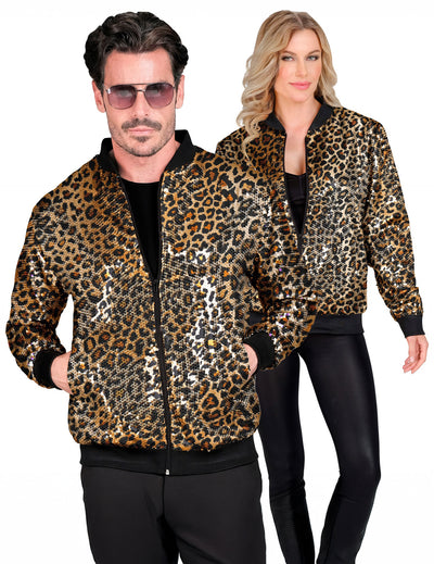Casaco com lantejoulas de leopardo para adultos