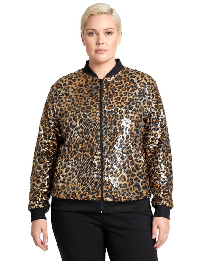 Casaco com lantejoulas de leopardo para adultos