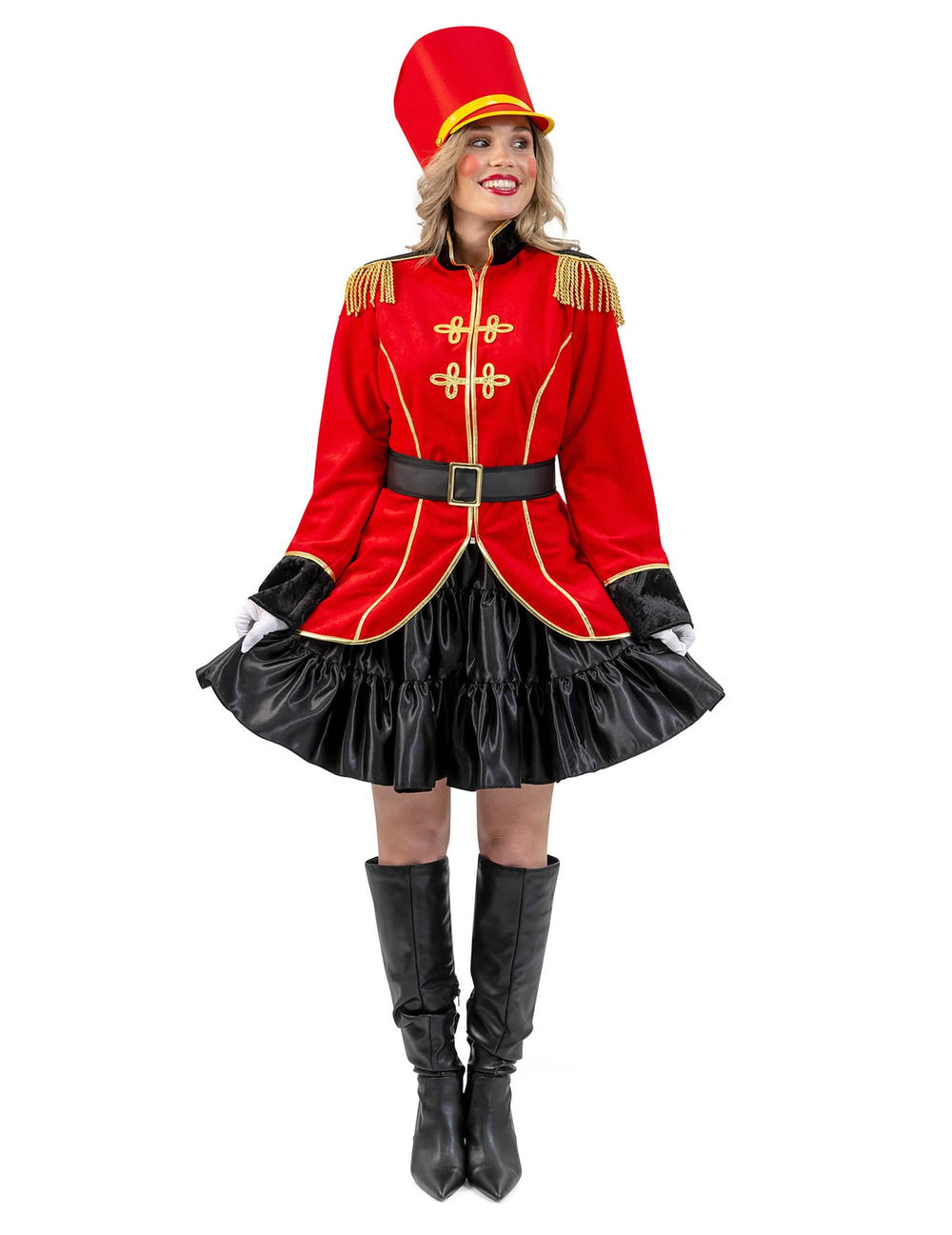 Veste casse noisette pour femme rouge avec galons et épaulettes dorés